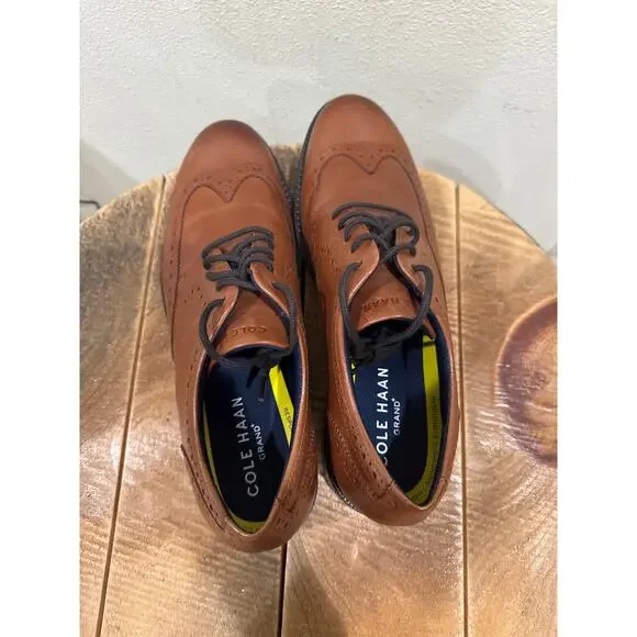 Mens Cole Haan Grand+ Wingtip brown Oxford shoes size 9 - Picture 5 of 10